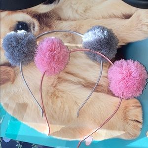 headband pom poms